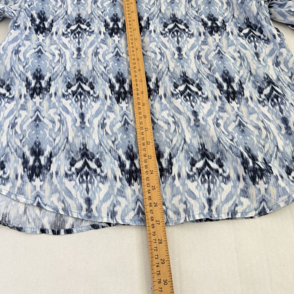 Kim Rogers Geometric Print Linen Shirt Button Up Long Sleeve - Picture 5 of 6